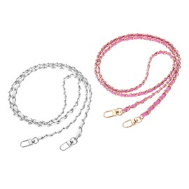 sourcing map 2Pcs Purse Chain Strap, 47" Iron Leather Bag Chain Strap Replacement with Buckle for Handbag Shoulder and Crossbody Bags(White, Silver&Rose Red, Gold)