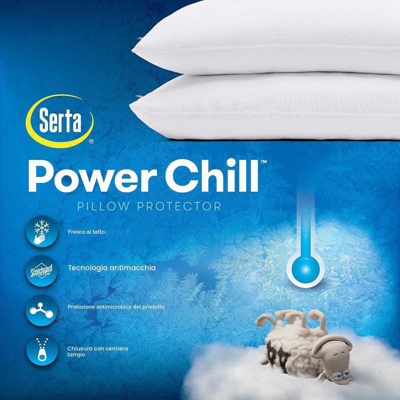 Serta Power Chill - Proteggi cuscino rinfrescante, antimacchia e con