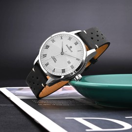 ANNEFIT Vintage Leather Watch Strap 19mm, Quick Release Replacement Band for Men and Women with Silver Buckle (Black)