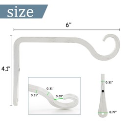 BOLITE 18032 Hanging Plant Brackets, 6 Inch Plant Hooks, Decorative Wall Plant Hanger for Hanging Bird Feeders, Planters, Lanterns, Wind Chimes, Indoor & Outdoor Home Decors, 2 Pack, Retro White