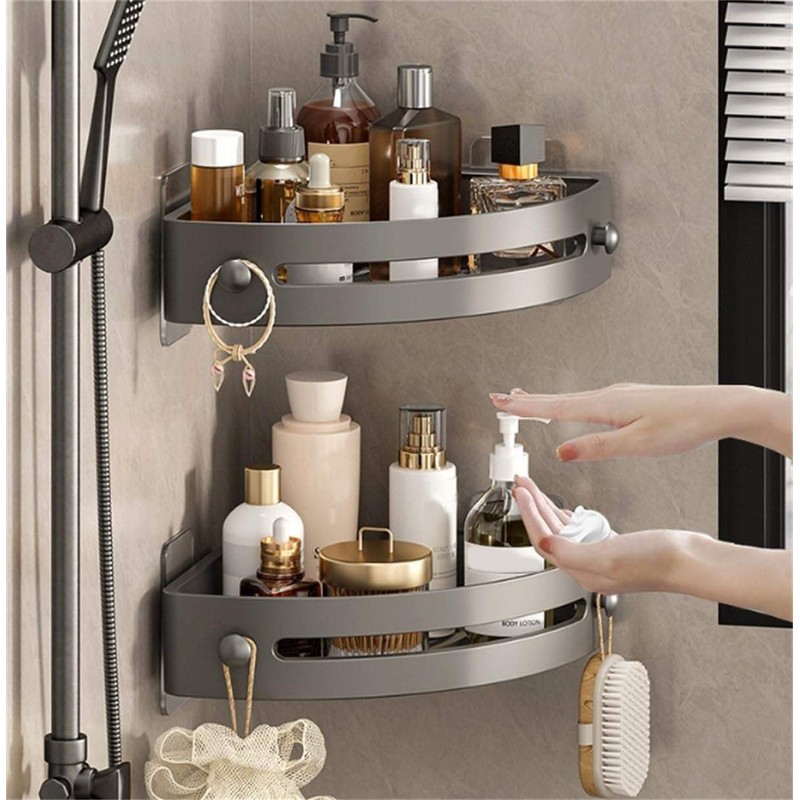 JORMEY Corner Shower Rack - Three-Piece No-Drill Corner Shelf Set,