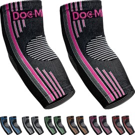 Doc Miller - Manga de Compresion para Codo (1 par) Codera para Alivio de Dolor en Articulaciones Artritis Tendinitis Recuperación Rápida Soporte para Codos Tenis Golfistas (Rosa, Pequeño)