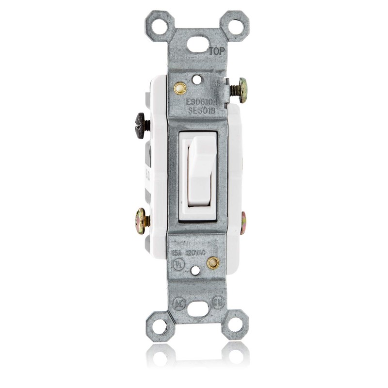 Maxxima 3 Way Toggle Wall Switch On/Off White 15A, Light