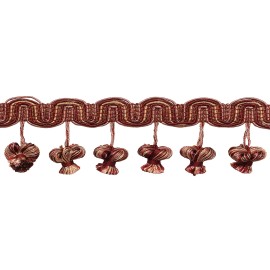 DÉCOPRO Red Pink Green Cream 2" Onion Tassel Fringe Trim Rose Bouquet [5 Yards]