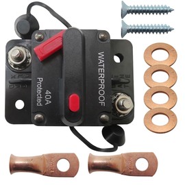 40AMP Circuit Breaker for Boat Trolling Motor Marine ATV Vehicles Stereo Audio Electronic Battery System Inline Fuse with Manual Reset Switch 12V-48V DC System,Waterproof, Vicue New Version