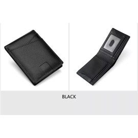 TILONSTAR Genuine Leather Mens Slim Minimalist Wallet RFID Blocking Card Holder - Black