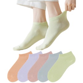 [PIENILO] Women's Socks, Ankle Socks, Summer, No Shedding, Black, White Color, Cotton, Ankle Socks, Short, Stylish, Cute, Plain Ankle Socks, Pastel Colors, Spring, Summer, Spring, Autumn, Set, 9.1
