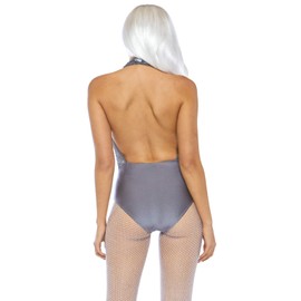 Leg Avenue Women's Shimmer Sequin Halter Adult Costumes, Grey, M, gray