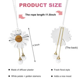 Wevdn Daisy Car Hanging Ornament, Cute Sunflower Hanging Pendant for Car Rear View Mirror, Automotive Lovely Daisy Decoration Charm for Women Girls, Universal Car Accessories (White)