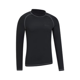 Mountain Warehouse Mens Long Sleeves Rash Vest - Quick Drying Rash Guard, Prevents Chafing, UPF50+ Sun Protection with Flat Seams - for, Swimming & Surfing Black XXL