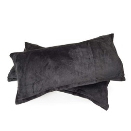 MALIKA Set of 2 Cashmere Touch Fleece Cushion Covers, Sofa Cushion Cover, Couch Cushion Cover, Size: 2 x 40 x 80 cm, Design: Black