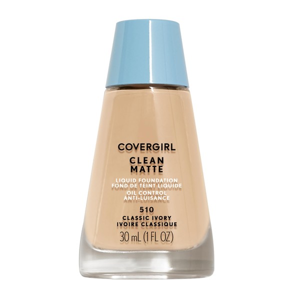 COVERGIRL Clean Matte Liquid Foundation Classic Ivory, 1 oz (packaging