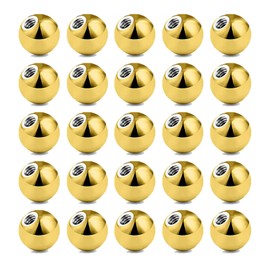 Besyvvin 25pcs Piercing Balls 1.6mm Gold Replacement Screw Balls 5mm for Tongue Nipple Belly Piercing Stainless Steel