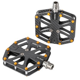 Ultralight Full Carbon Fiber Bike Pedals with Titanium Shaft | 9/16" Wide Flat Design | 3-Bearing System | Non-Slip Surface (Mountain Bike)