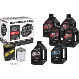 Maxima Twin Cam Synthetic 20W-50 V-Twin Oil Change Kit Chrome Filter 90-119016PC