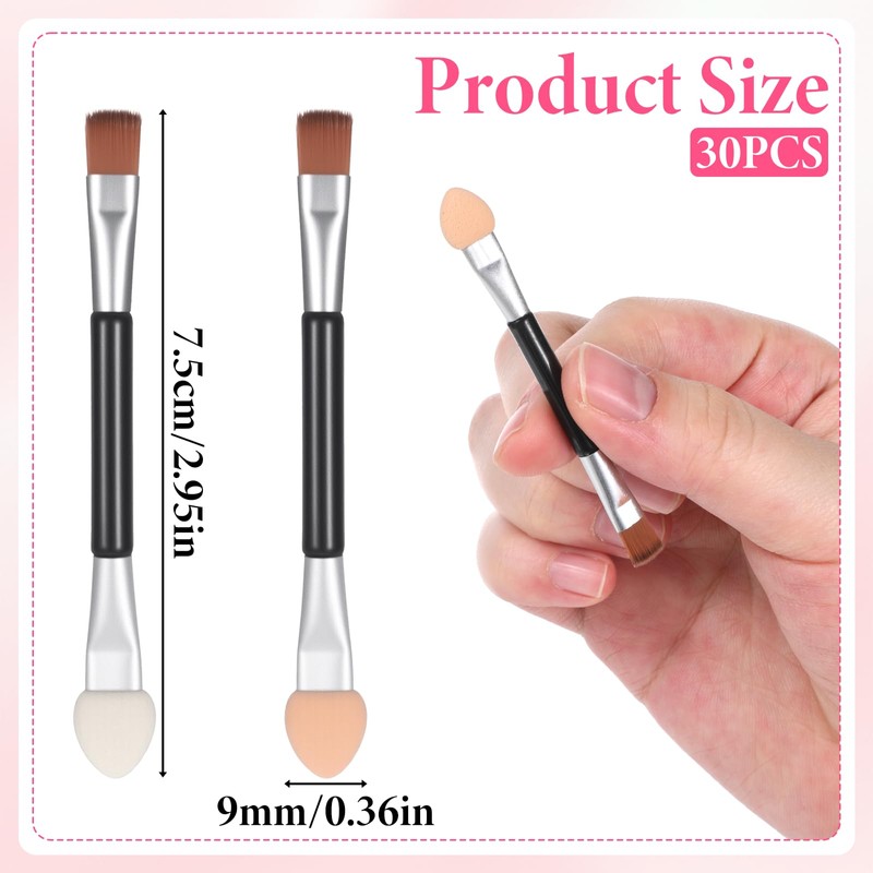 30Pcs Eyeshadow Smudge Brush, 2 In 1 Eyes Makeup Cosmetic