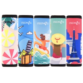 CM Pack of 5 Neoprene Luggage Handle Wrap Handle Grip Luggage Identifier for Travel Bag Luggage Suitcase (Summer Patterns - UMB (5 Pcs))