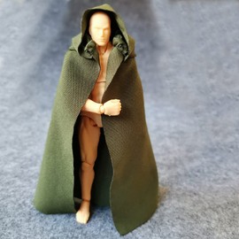 1:12 Scale Fabric Cape Cloak with Hat for 6 inch 1/12 Bandai SHF Figma Action Figure Clothes (Green Cloak)
