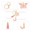 sourcing map Initial Letter Keychains, Resin Cute Butterfly Tassel Pendant