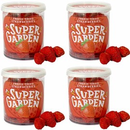 Freeze Dried Strawberries - Freeze Dried Fruit - Delicious & 100% Pure Freeze Dried Strawberry – No Gluten, Preservatives or Added Sugar – Freeze Dried Food by Super Garden, 0.67 oz (4 pack)
