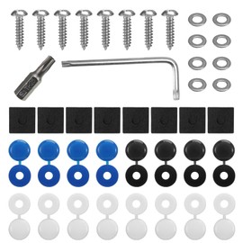 YUEIODDKL License Plate Screws, Anti Theft License Plate Screws Fitting Kit, Car & Motorcycle Number Plate Holder Frameless, Car Number Plate Holder with Number Plate Screws and Cover Caps