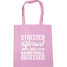 Hippowarehouse Stressed Blessed And Basketball Obsessed Tote Shopping Gym Beach Bag 42cm x38cm, 10 litres