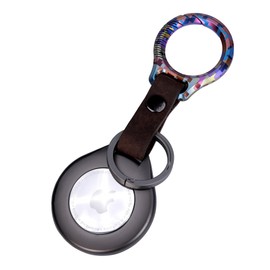 Pamovolio Titanium Keychain for Apple Airtags Metal Alloy case Shockproof Anti-Scratch Lost Luggage Cat Dog Pets ca rQuick Release EDC Key Holder Accessories Finders GPS Ring (Colorful Circle+Grey)
