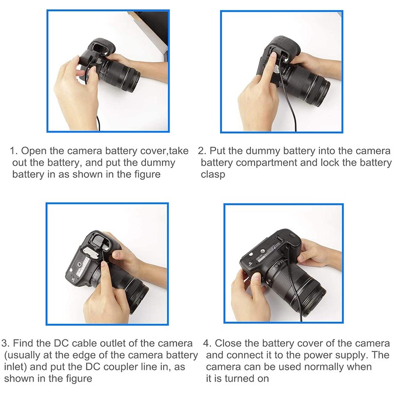 Tengdaxing ACK-E6 Continuous Power Adapter LP-E6/E6N Dummy Battery for Canon