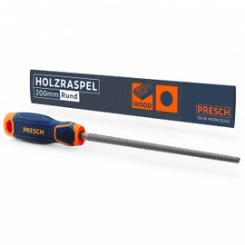 Presch Wood Rasp Round 200 mm - High-Quality Rasp with All-Round Cut H2 for Working Curves in Hardwood or Softwood, Professional Wood File