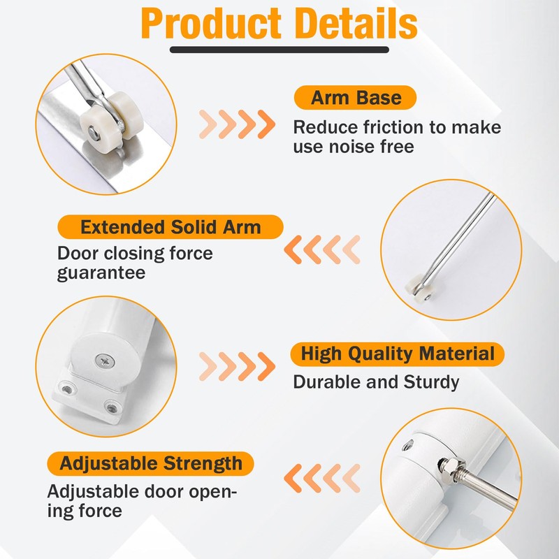 Forhandy Automatic Door Closer Interior Door Adjustable Spring Loaded Door