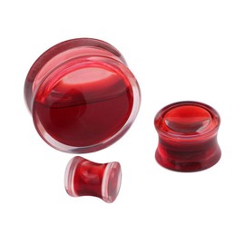 IPINK -2Pcs Acrylic Red Liquid Blood Double Flare Ear Plugs Tunnels Gauge 0g-1" (0 Gauge (8mm))