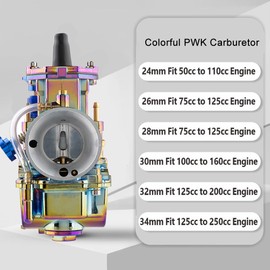 Ztmtcprm PWK 26mm Carburetor Universal Carb for 75cc to 125cc 2T 4T Engine Dirt Bike Motocross ATV Scooter with Power Jet