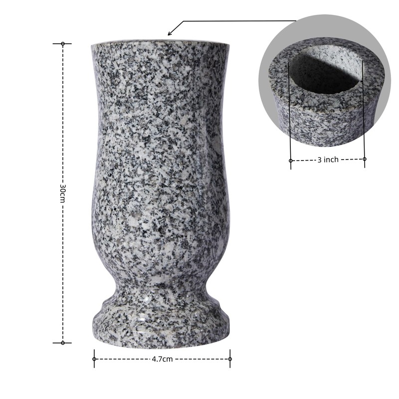 Afvarir Natural Granite Cemetery Vase for Grave Headstone Decoration Timeless