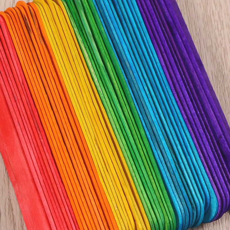 rosenice Craft Woods 150 Pieces Colourful Ice Stick Wooden Spatula