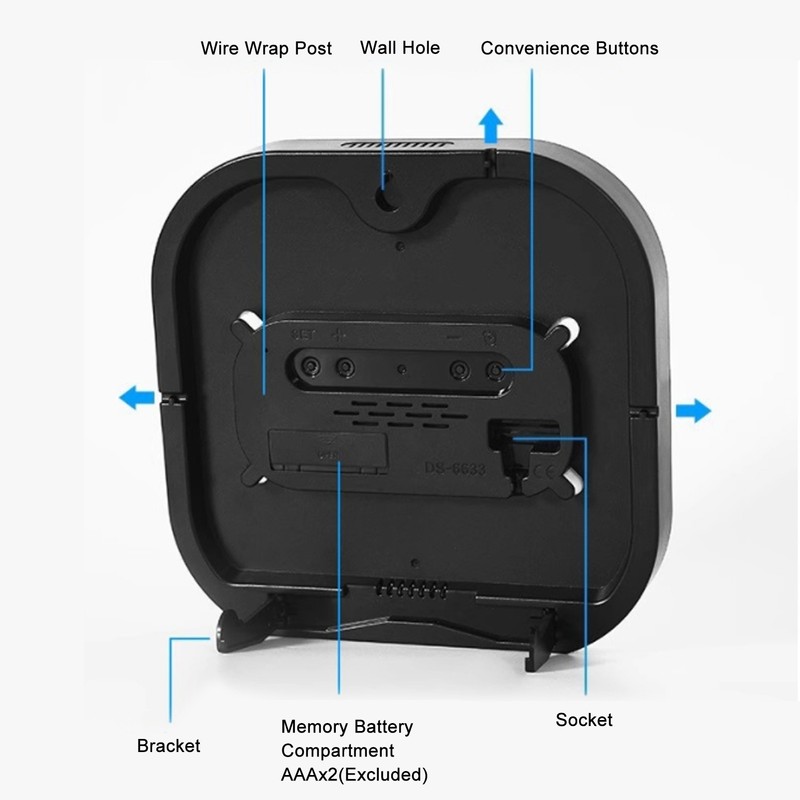 Digital Clock Large Screen LED USB 5V Remote Multifunctional Temperature