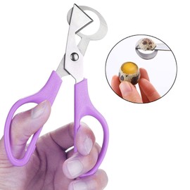 Pack of 4 Quail Egg Scissors, Small Egg Scissors, Stainless Steel Quail Egg Scissors, Egg Divider, Egg Opener for Home, Kitchen, Restaurant (Beige, Pink, Purple, Blue)