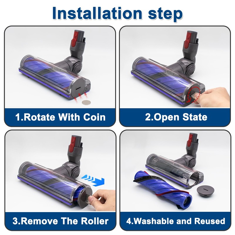 Upgraded Anti-Tangle Quick-Release Motorhead Cleaner for Dyson V7 V8 V10