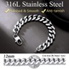 U7 Mens Bracelets Silver Solid Cuban Link Bracelet For Boys