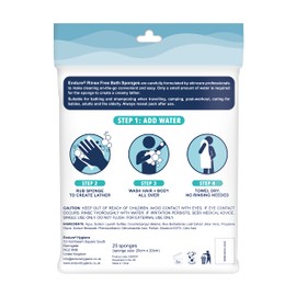 Endure Rinse Free Bath Shower Sponge - Body Wash Wipes for Bathing - Perfect for Camping, Festivals, Gym and Travel - Dry Sponge Wipes with Gentle Cleansing Soap. Just add Water (25 Per Pack).