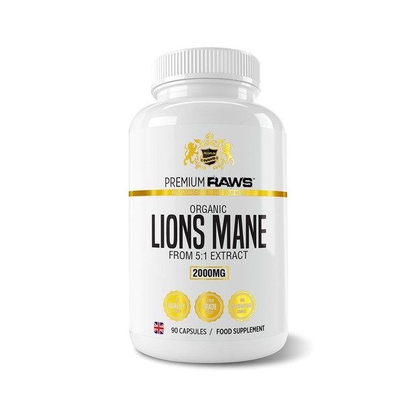 Lions Mane Mushroom Capsules - 2000mg Super High Strength 5:1 Extract (90 Vegan Capsules) Cognitive Focus & Immune Support Product for Men and Women.