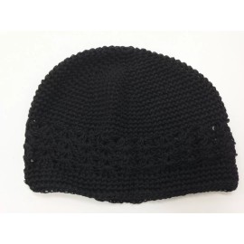 ANNIE #4681 UNISEX KUFI CAP ONE SIZE FITS MOST 100% COTTON BLACK 8 1/4" X 6"