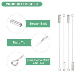 M METERXITY 10-Pack Brooch Stick Pins, 2.8 Inch Copper Long Needle Eye Pin with Stopper Ends for DIY Clothing/Accessories/Suit Tie/hat/Scarf/Jewelry, Straight Flat Head Pins [Bright Silver]