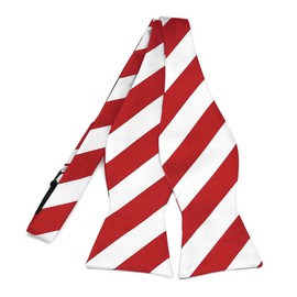 tiemart Striped Self-Tie Bow Tie (Red and White)
