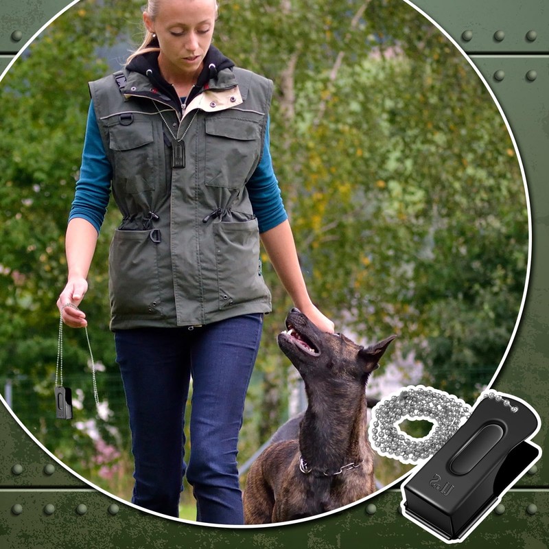 Jenaai 3 Pieces Brass Dog Training Clicker Necklace Signaling Cricket