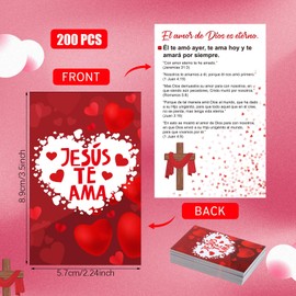 Noveread 200 Pcs Spanish Gospel Tract Card Salvation Cards Pocket Holy Postcards Prayer Postcards Christian Inspirational Bible Verses for Christian Gifts Women Men(Jesús Rojo Te Ama)