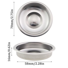 2PCS 58 MM Backflush Coffee Filter Trays Stainless Steel Filter Baskets Brushed Silver Backflush Inserts For Espresso Machine Cleaning Trays