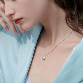 HUKKUN Cow Necklace Sterling Silver Cow Pendant Necklace Cow Print Jewellery Cow Gifts for Women Girls