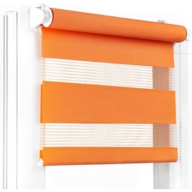 Fenster DEKOR - Roller Blinds for Windows Orange - Klemmfix Roller Blind No Drilling Required 120 x 65 cm - Double Roller Blind with a Wide Range of Sizes and Colours - Opaque Roller Blinds, Easy to