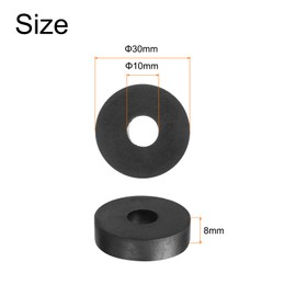 QUARKZMAN Pack of 16 Rubber Washers Rubber Spacer 30 mm Outer Diameter 10 mm Inner Diameter 8 mm Thick Rubber Spacer Round Spacer Sleeves for Home Car Accessories Black