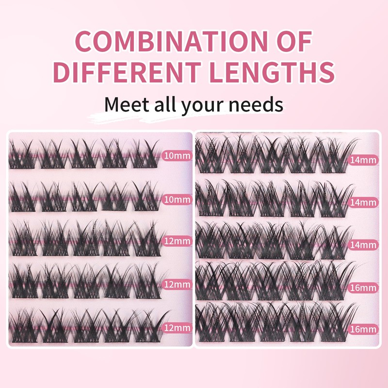 Lash Clusters 100PCS Cluster Lashes Wispy Fluffy D Curl Super